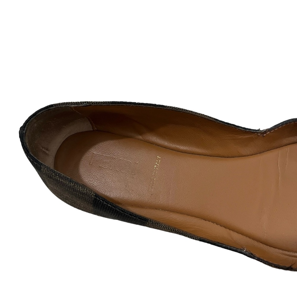 Authentic Fendi Brown Leather & Black Trim Ballet Flat - Picture 2 of 10